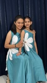 Teal Bloom Floral Appliqué Mom & Daughter Matching Maxi Set - Image 2